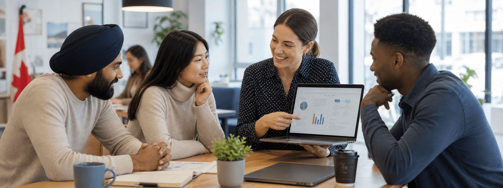 Professionals planning a new business launch with a tablet