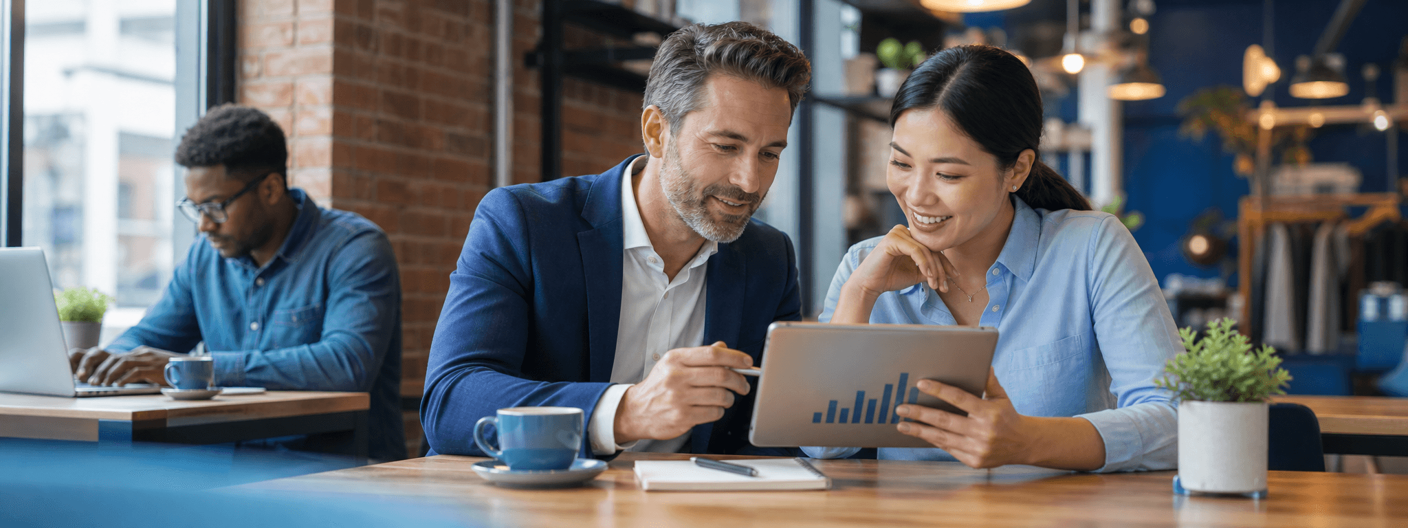 Advisor reviewing banking documents with a business owner